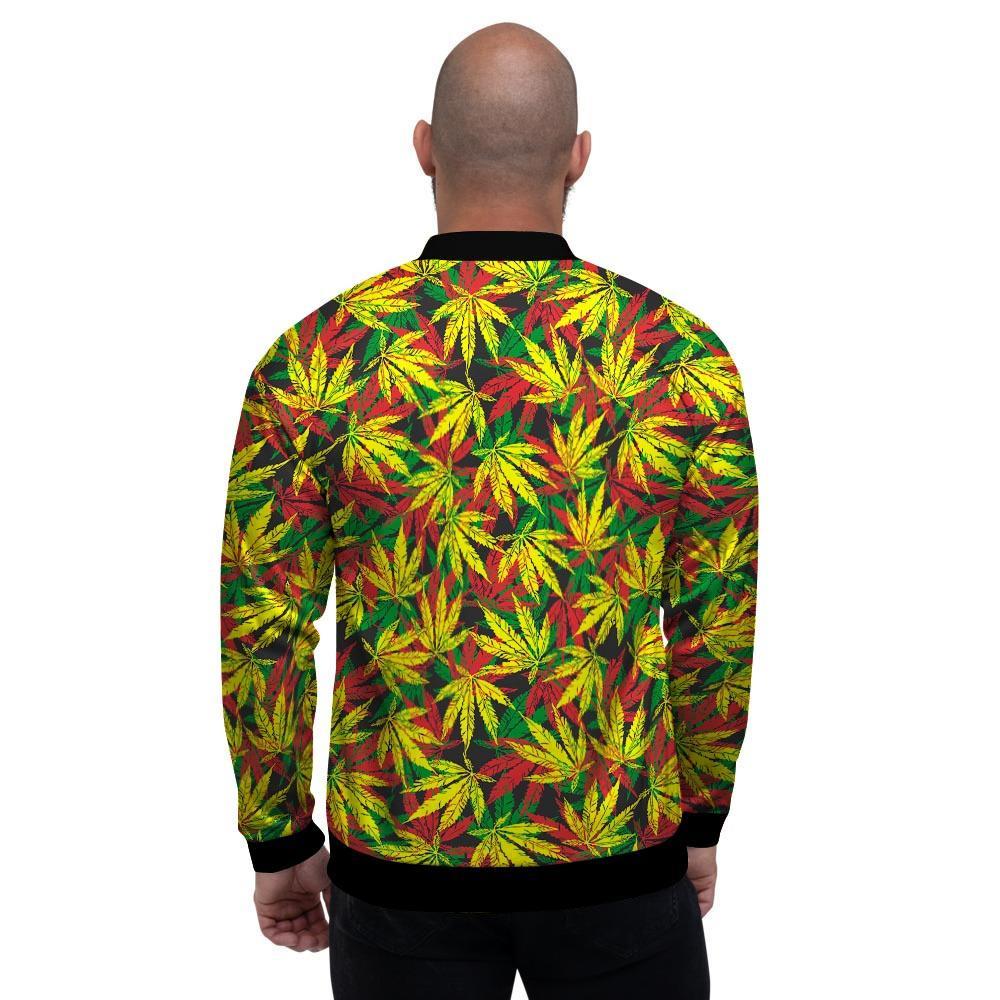Tropical Reggae Leaf Men's Bomber Jacket-grizzshop