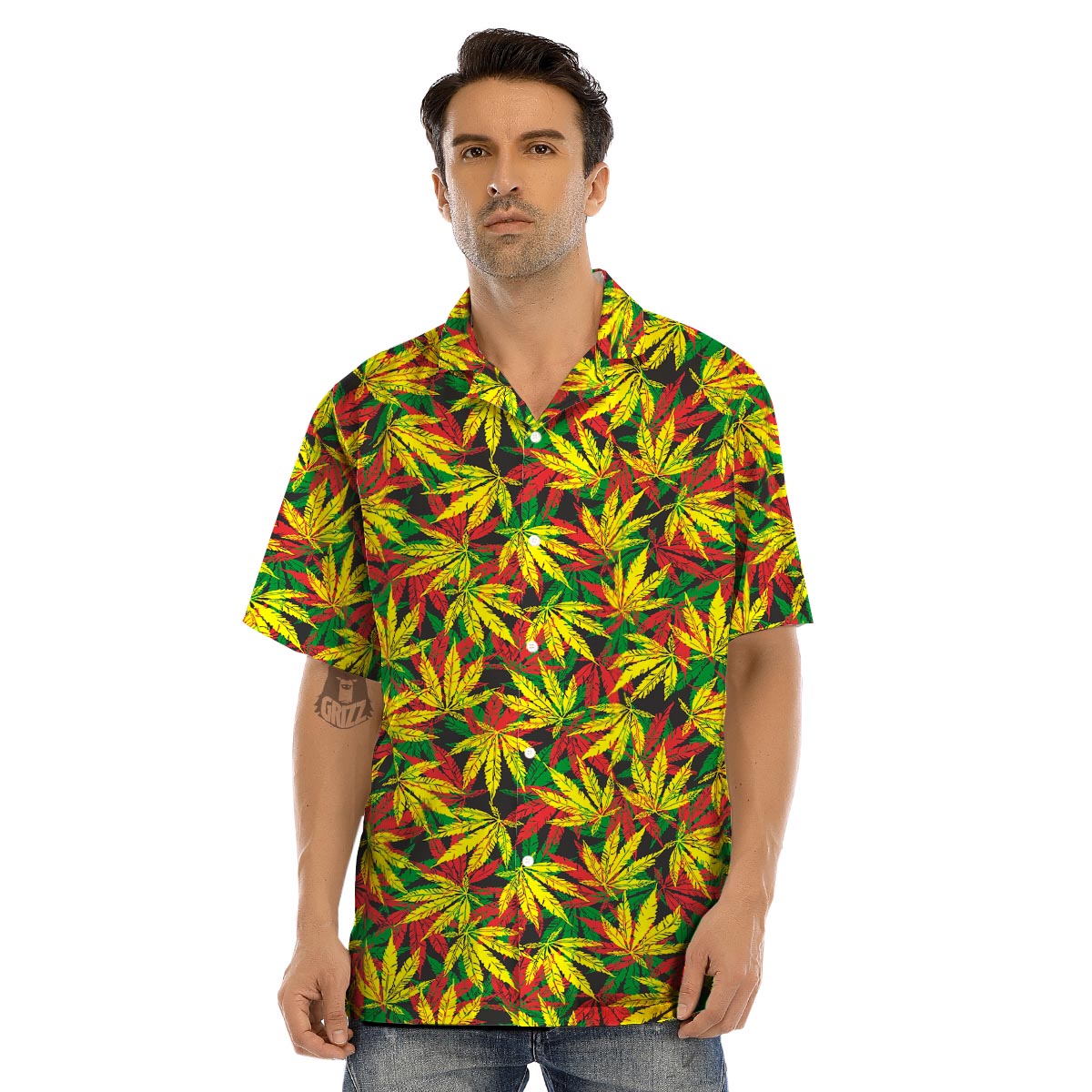 Tropical Reggae Leaf Men’s Hawaiian Shirt-grizzshop