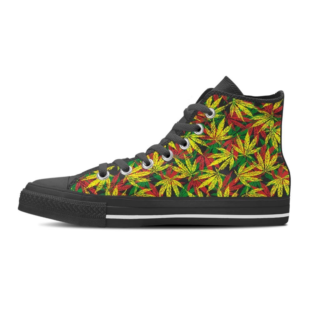 Tropical Reggae Leaf Men's High Top Shoes-grizzshop