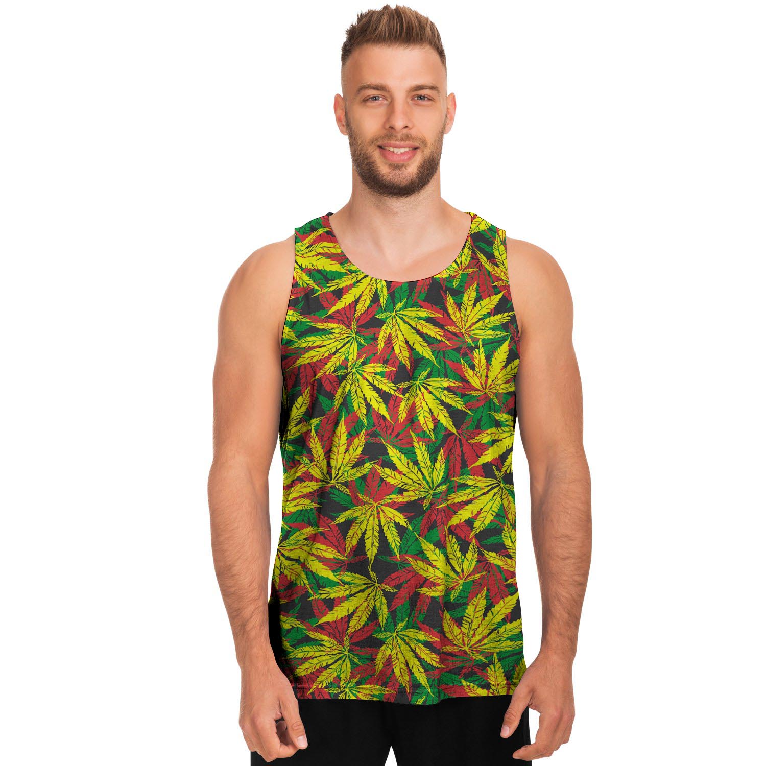 Tropical Reggae Leaf Men's Tank Tops-grizzshop