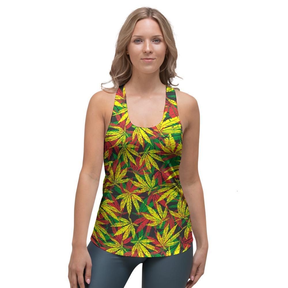 Tropical Reggae Leaf Women's Racerback Tank Top-grizzshop