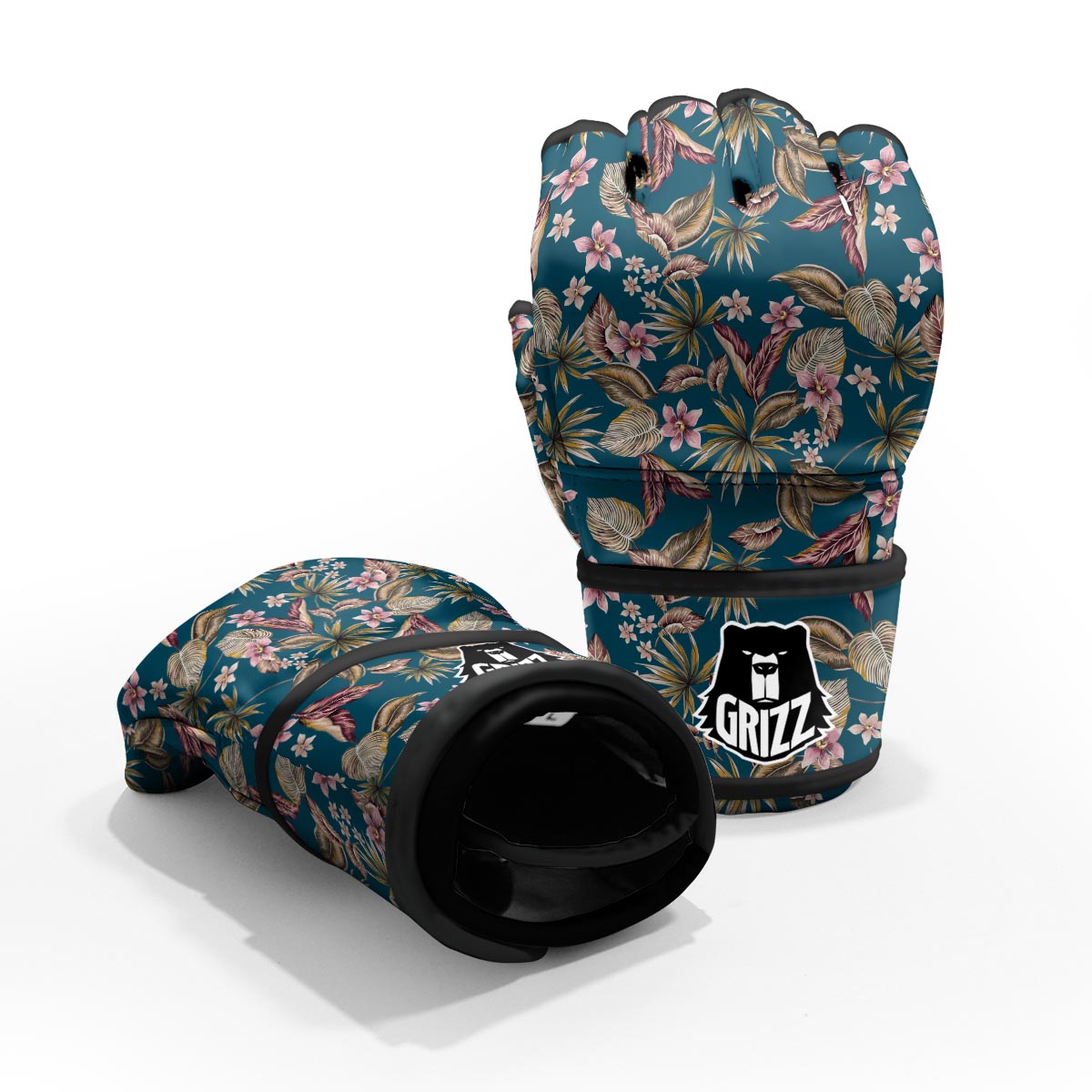 Tropical Teal Print Pattern MMA Gloves-grizzshop
