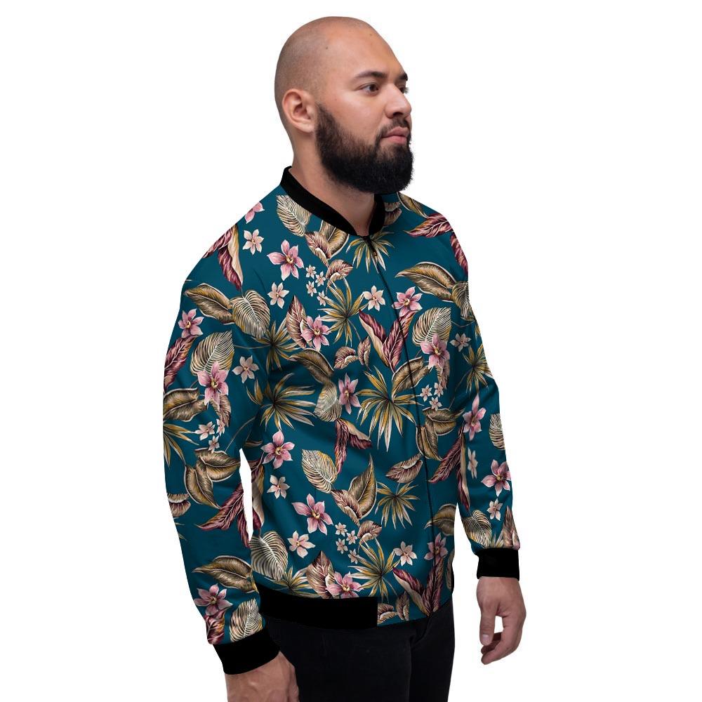 Tropical Teal Print Pattern Men's Bomber Jacket-grizzshop