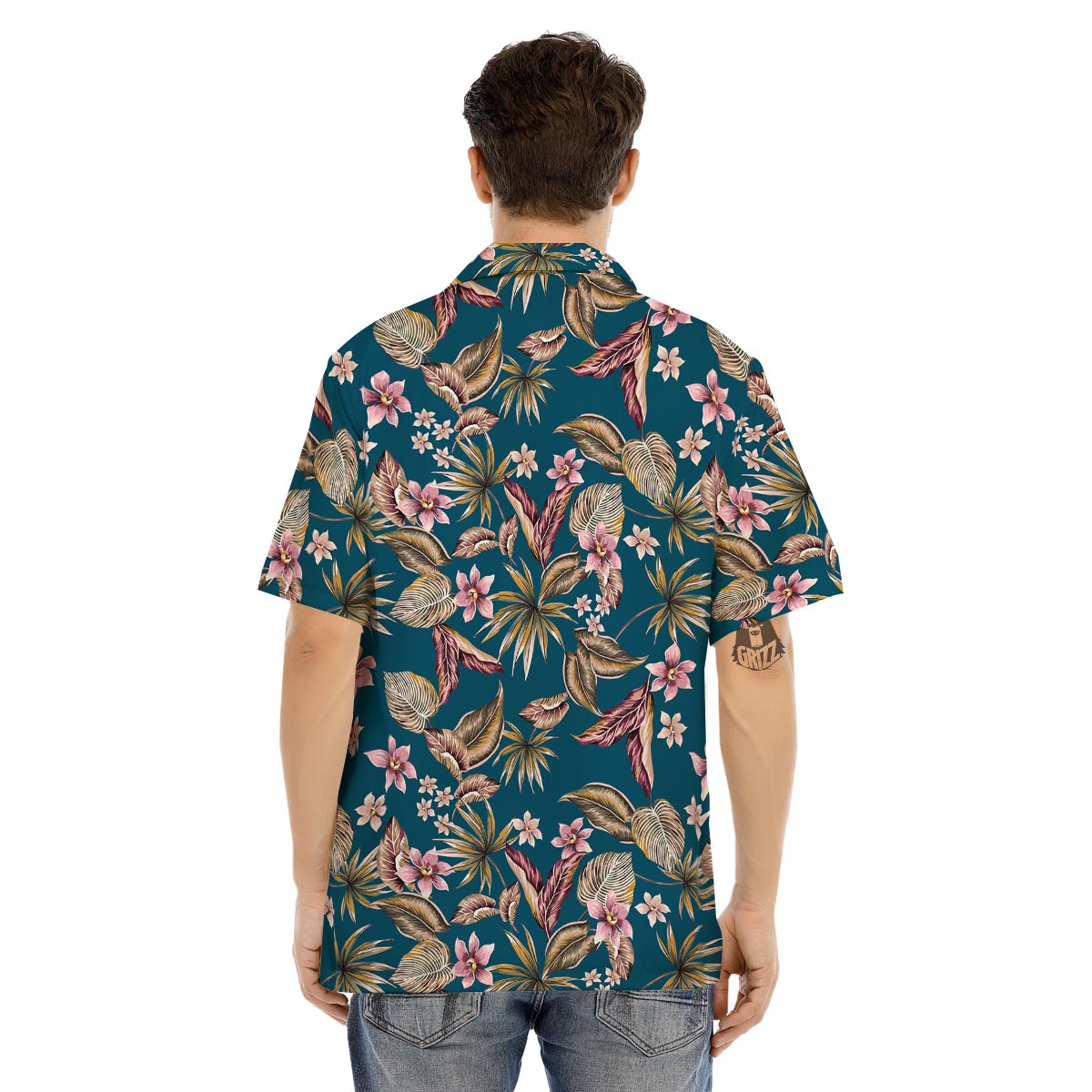Tropical Teal Print Pattern Men's Hawaiian Shirt-grizzshop