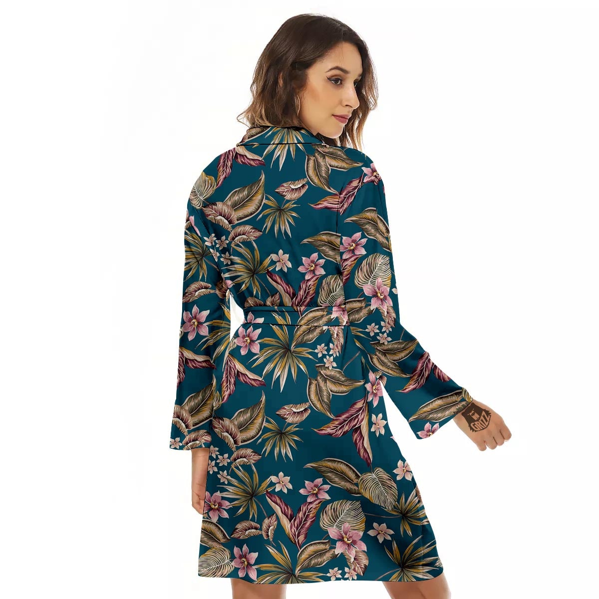 Tropical Teal Print Pattern Women's Robe-grizzshop
