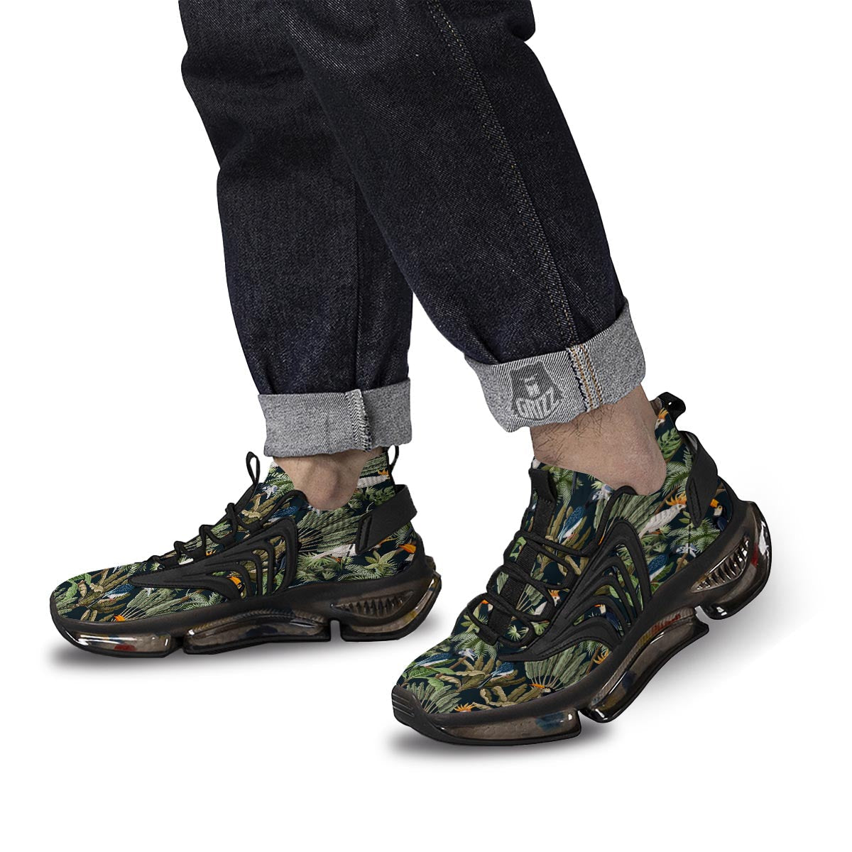 Tropical Toucan Parrot Print Pattern Black Gym Shoes-grizzshop