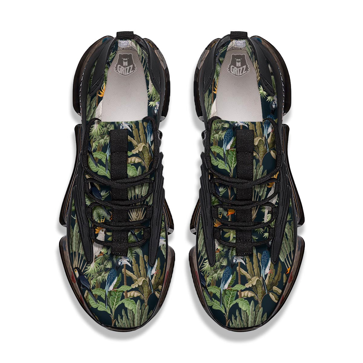 Tropical Toucan Parrot Print Pattern Black Gym Shoes-grizzshop