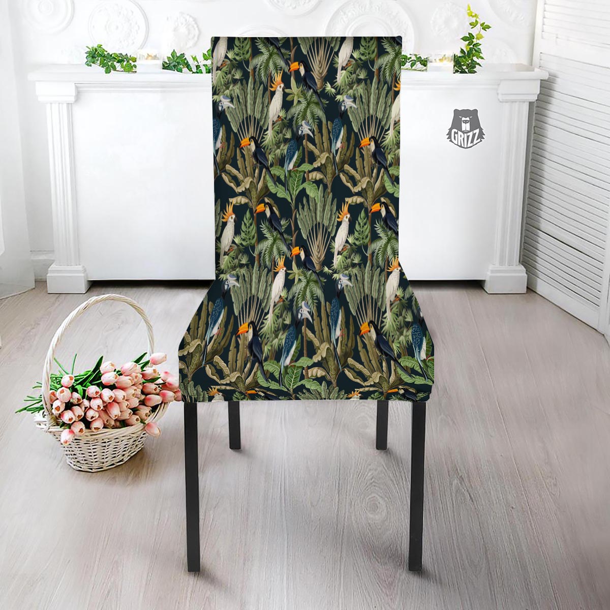 Tropical Toucan Parrot Print Pattern Dining Chair Slipcover-grizzshop