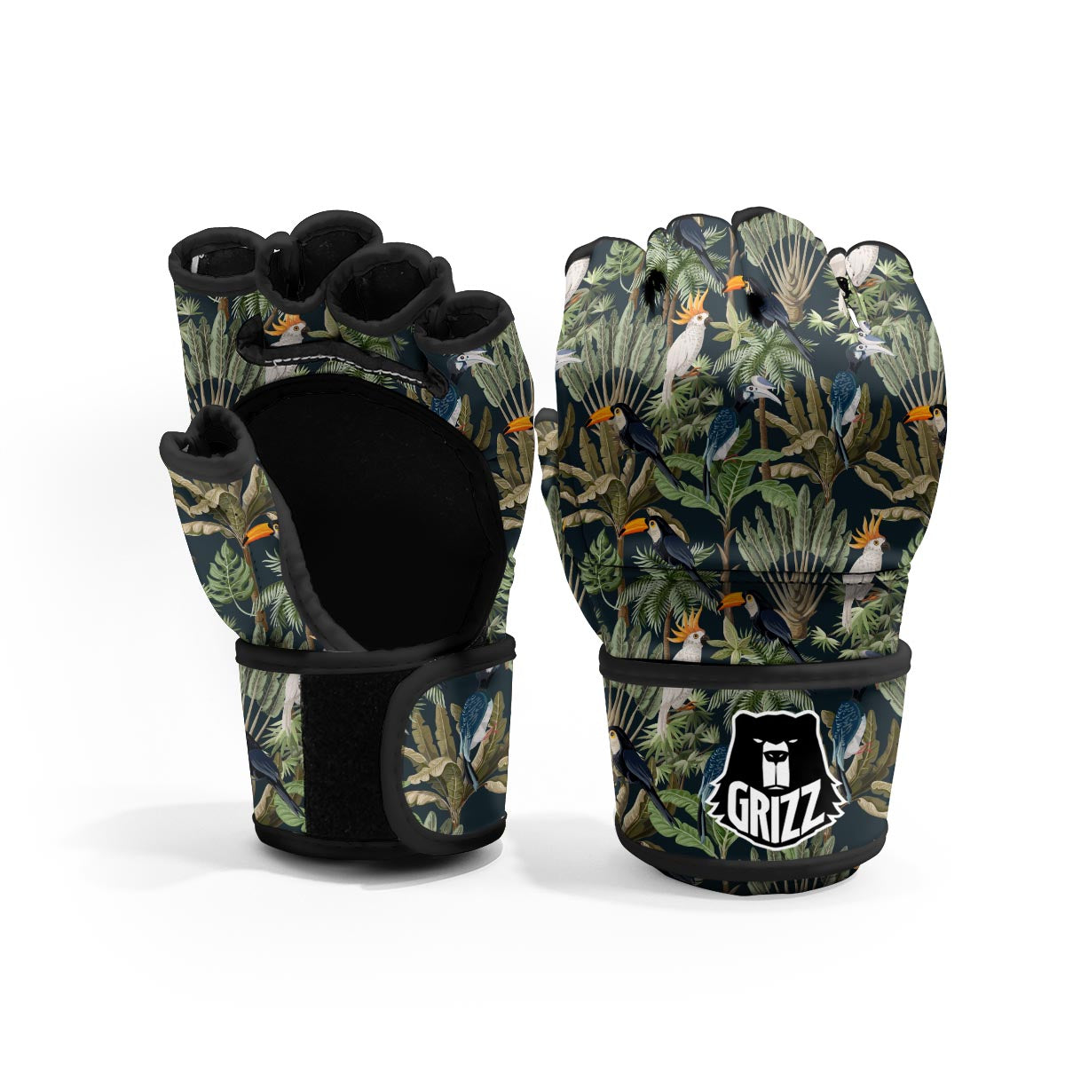 Tropical Toucan Parrot Print Pattern MMA Gloves-grizzshop