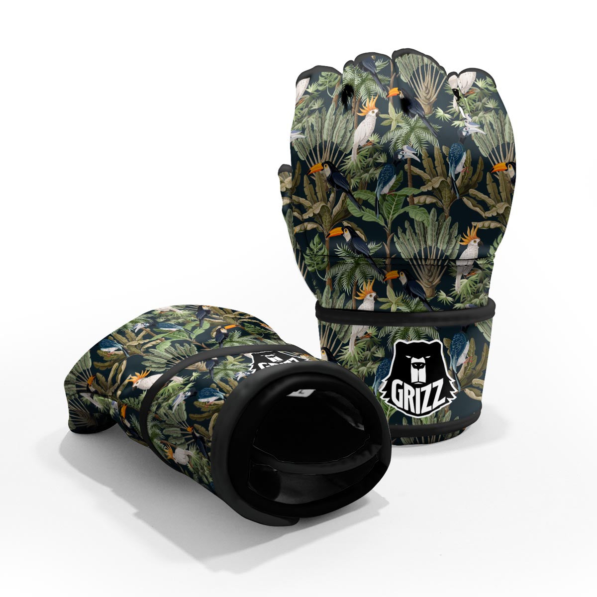 Tropical Toucan Parrot Print Pattern MMA Gloves-grizzshop