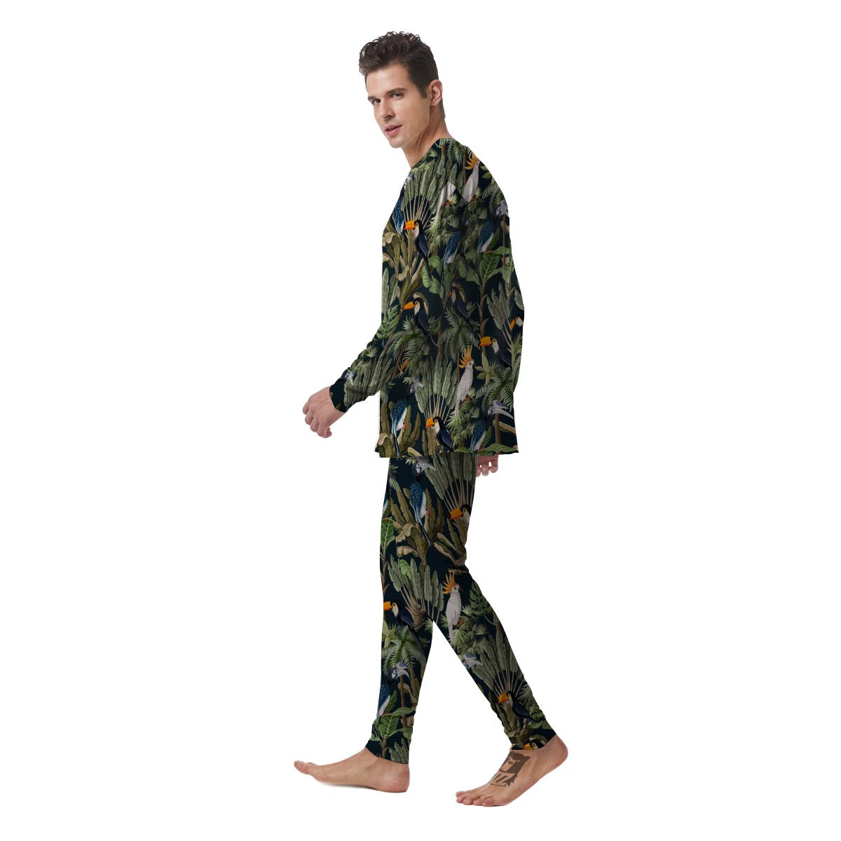 Tropical Toucan Parrot Print Pattern Men's Pajamas-grizzshop