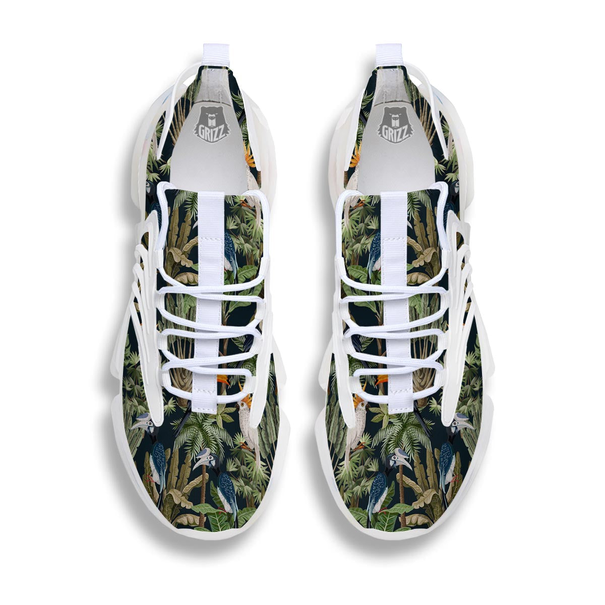 Tropical Toucan Parrot Print Pattern White Gym Shoes-grizzshop