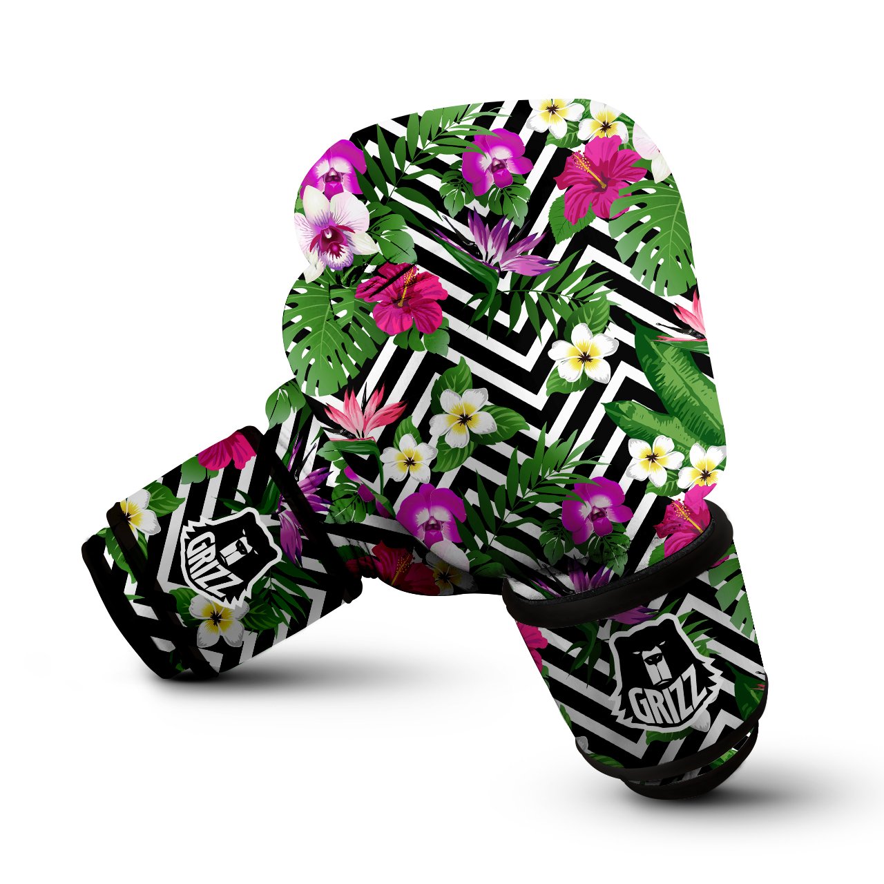 Tropical Zig Zag Print Pattern Boxing Gloves-grizzshop