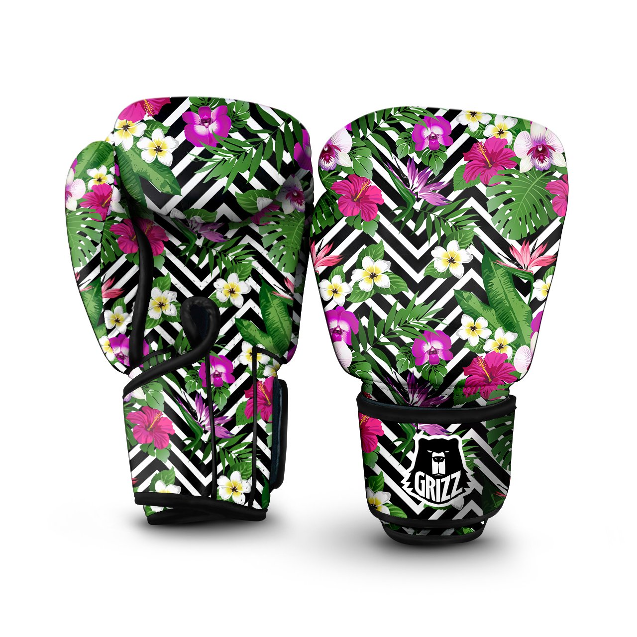 Tropical Zig Zag Print Pattern Boxing Gloves-grizzshop