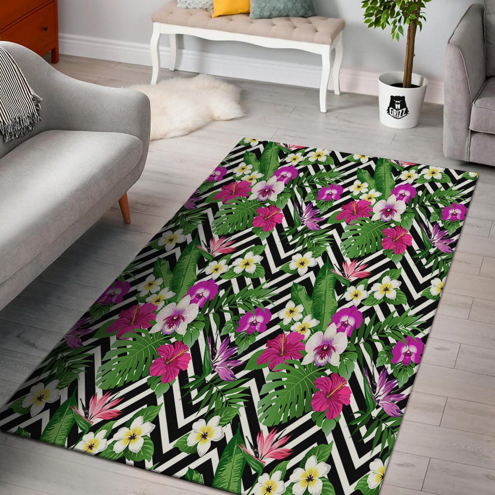 Tropical Zig Zag Print Pattern Floor Mat-grizzshop