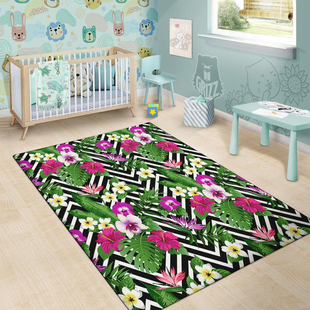 Tropical Zig Zag Print Pattern Floor Mat-grizzshop