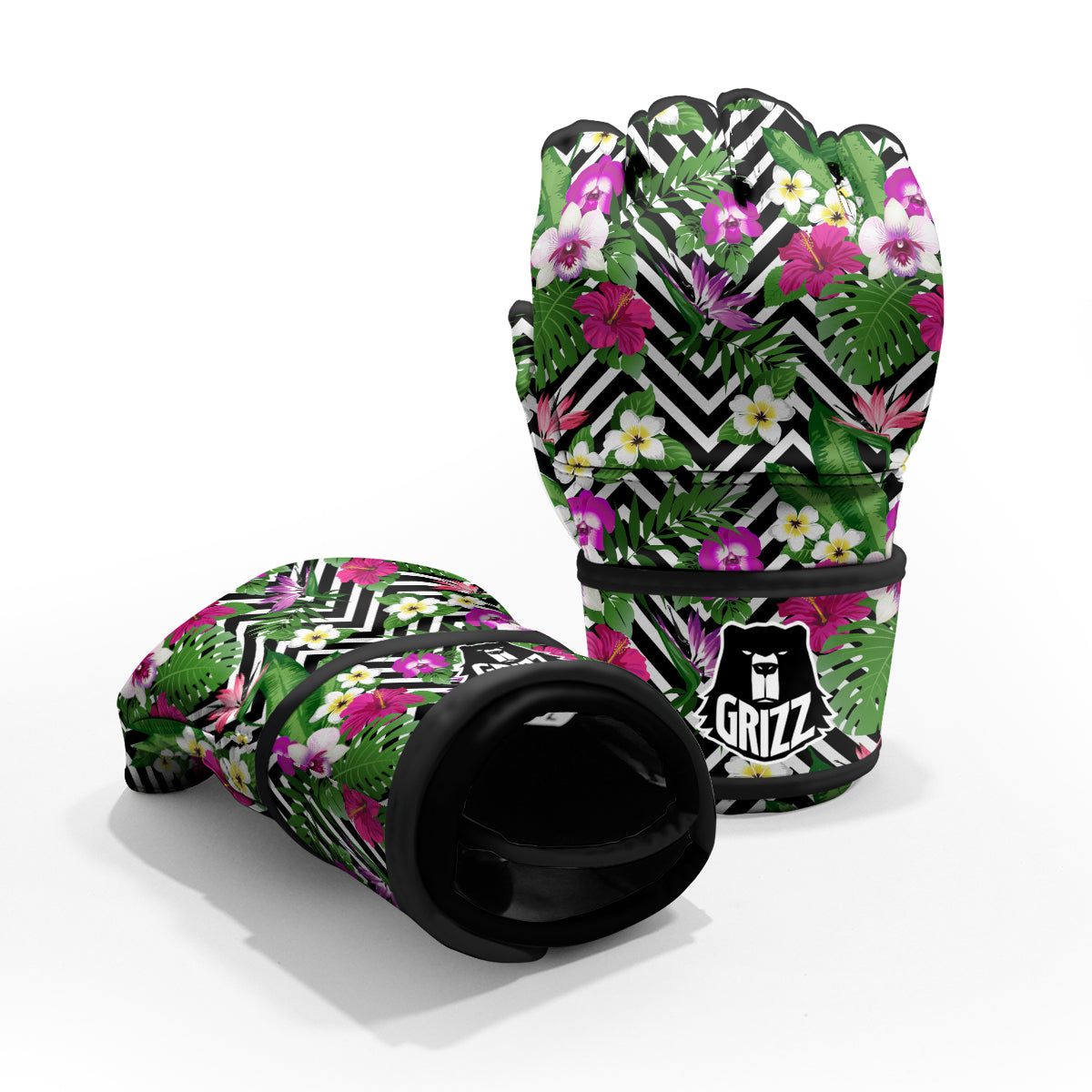 Tropical Zig Zag Print Pattern MMA Gloves-grizzshop