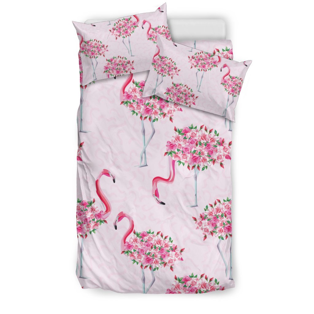 Tropical Flamingo Hawaiian Floral Pattern Print Duvet Cover Bedding Set-grizzshop