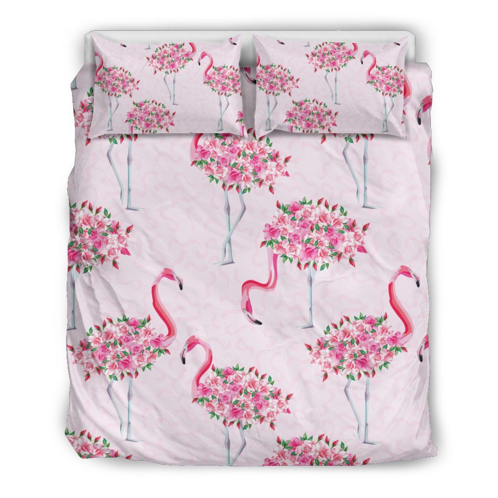 Tropical Flamingo Hawaiian Floral Pattern Print Duvet Cover Bedding Set-grizzshop