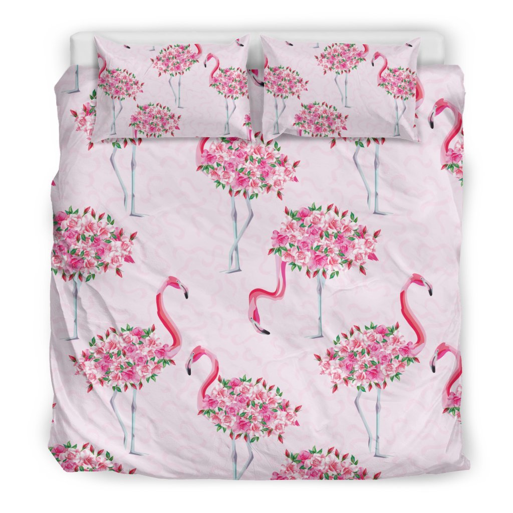 Tropical Flamingo Hawaiian Floral Pattern Print Duvet Cover Bedding Set-grizzshop
