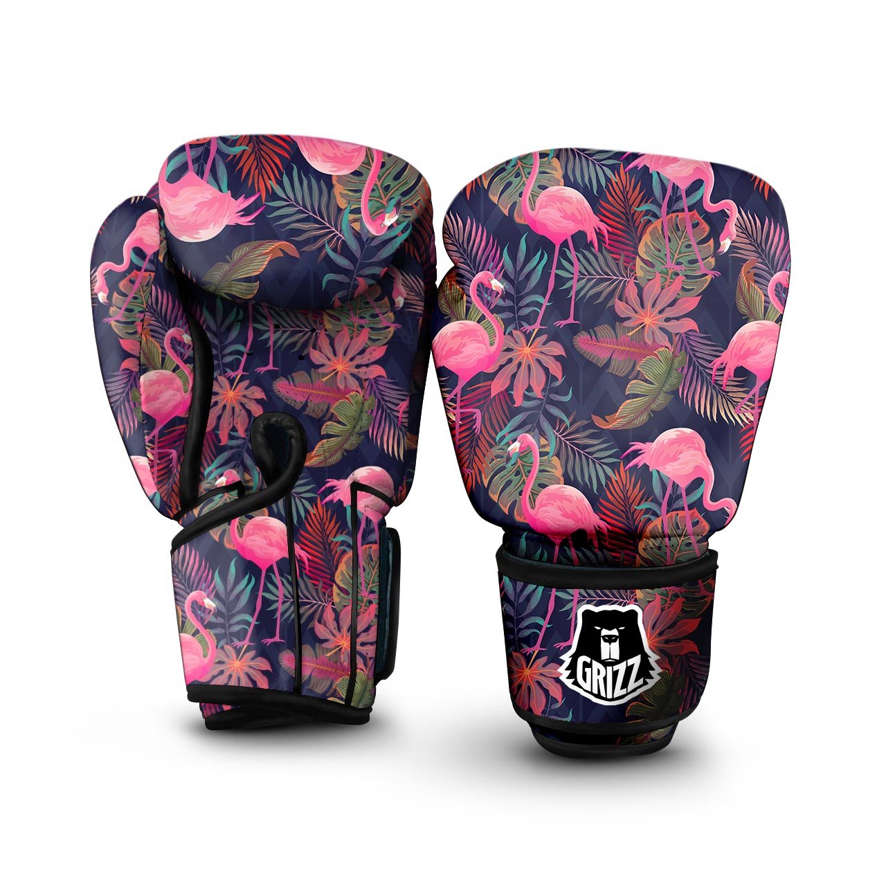 Tropical Flamingo Hawaiian Print Boxing Gloves-grizzshop