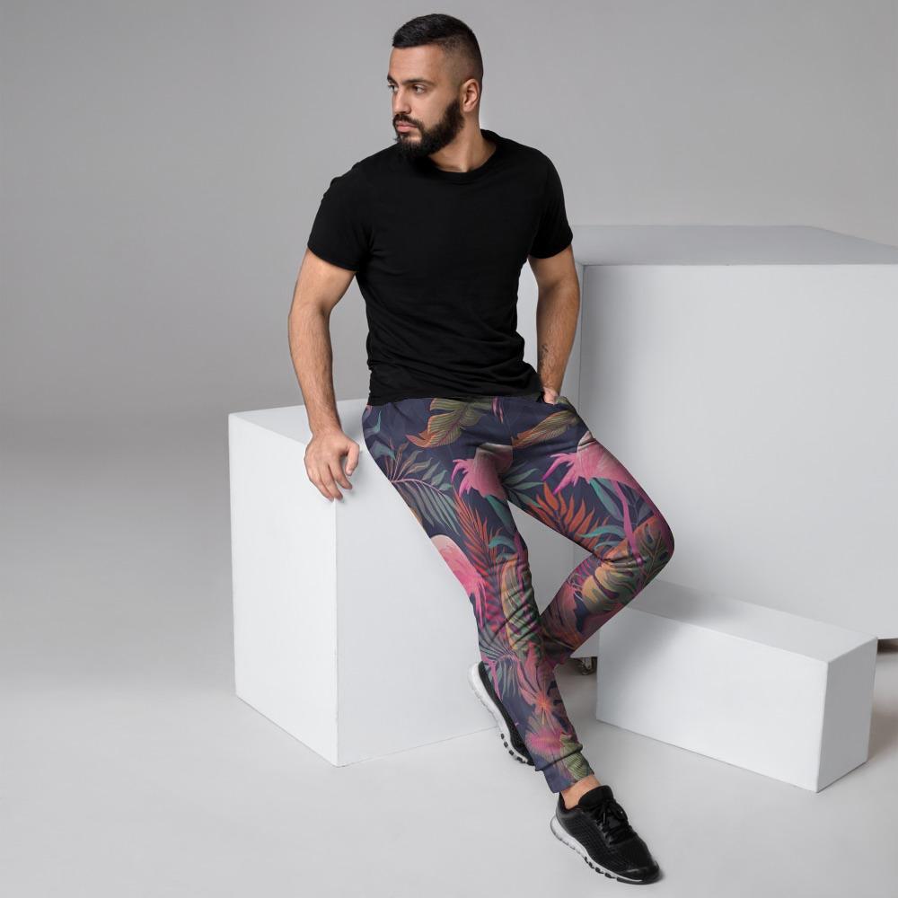 Tropical Flamingo Hawaiian Print Men's Joggers-grizzshop
