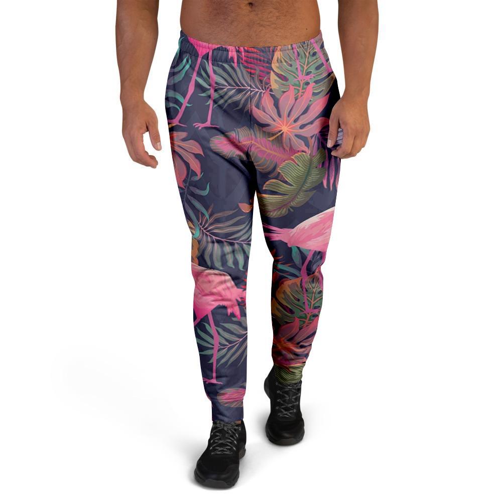 Tropical Flamingo Hawaiian Print Men's Joggers-grizzshop