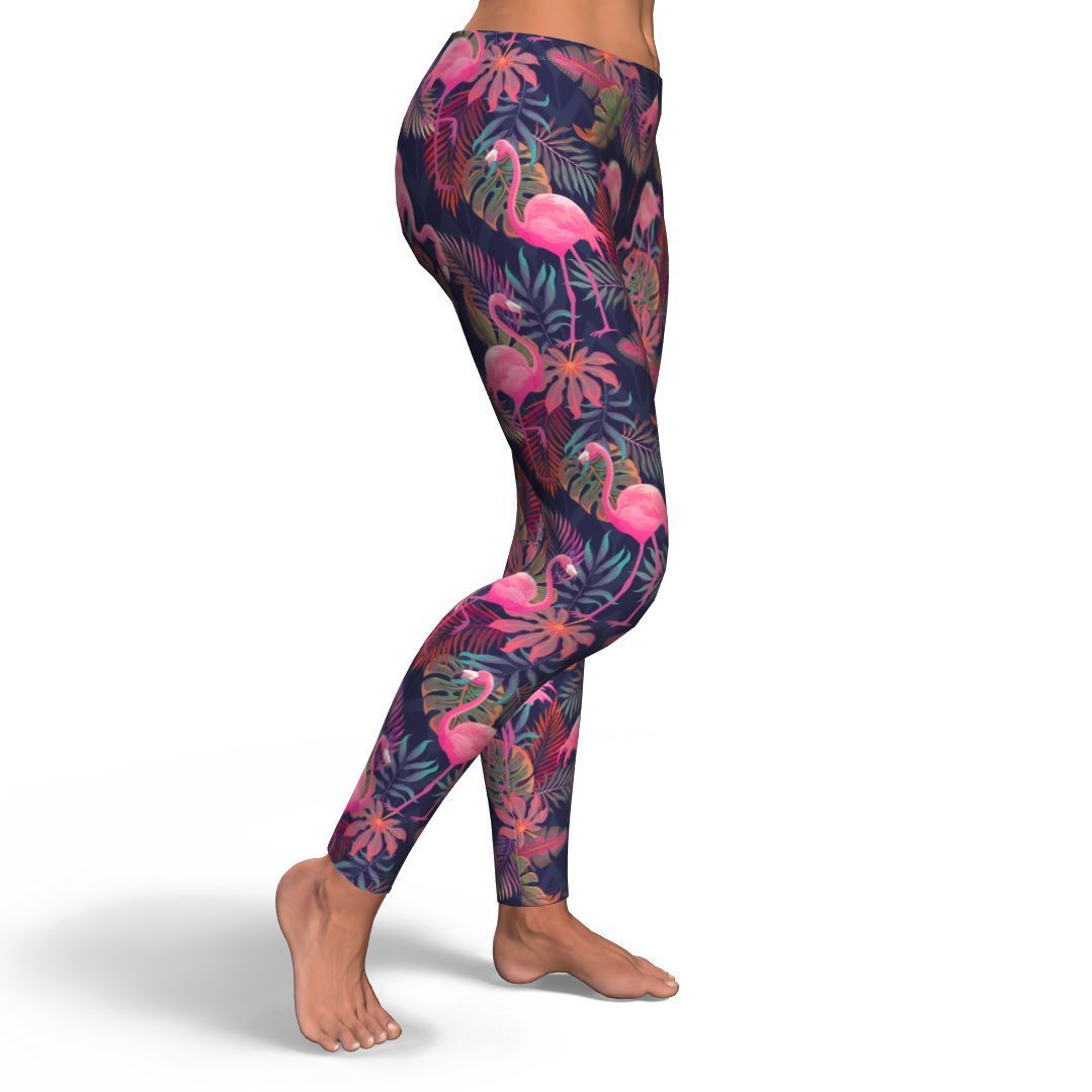 Tropical Flamingo Palm Leaves Hawaiian Floral Pattern Print Pattern Women Leggings-grizzshop