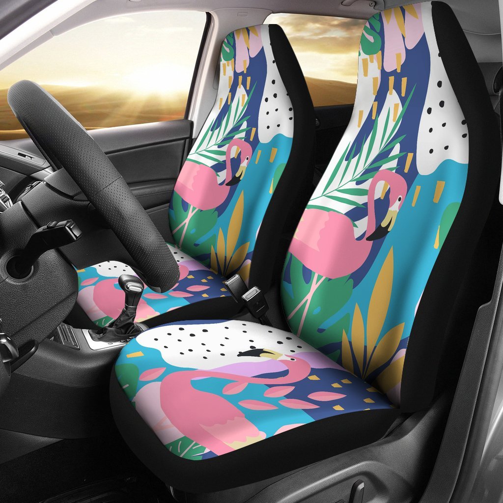 Tropical Flamingo Palm Leaves Hawaiian Pattern Print Universal Fit Car Seat Cover-grizzshop