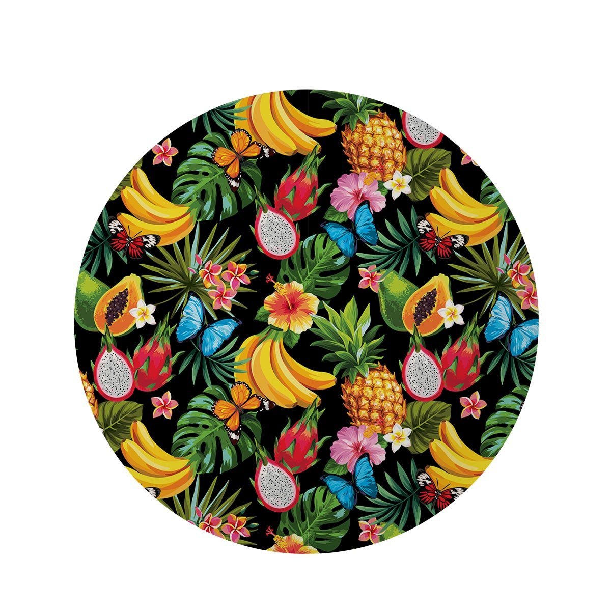 Tropical Fruit Hawaiian Print Round Rug-grizzshop