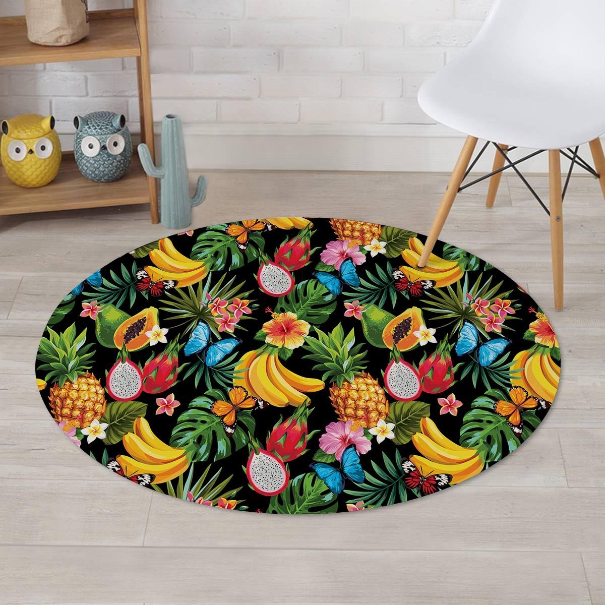 Tropical Fruit Hawaiian Print Round Rug-grizzshop