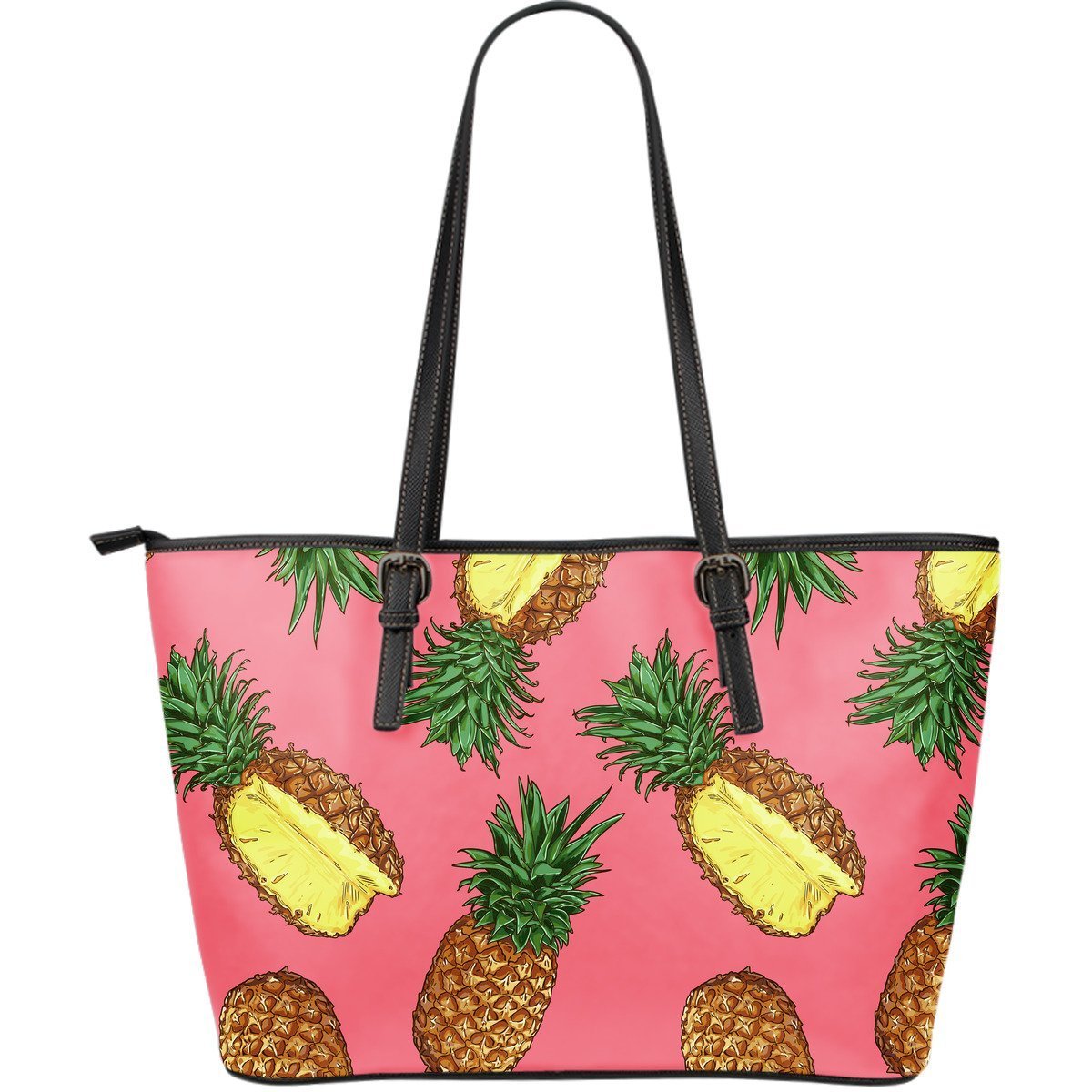 Tropical Hawaiian Cut Pineapple Purse Print Leather Tote Bag-grizzshop