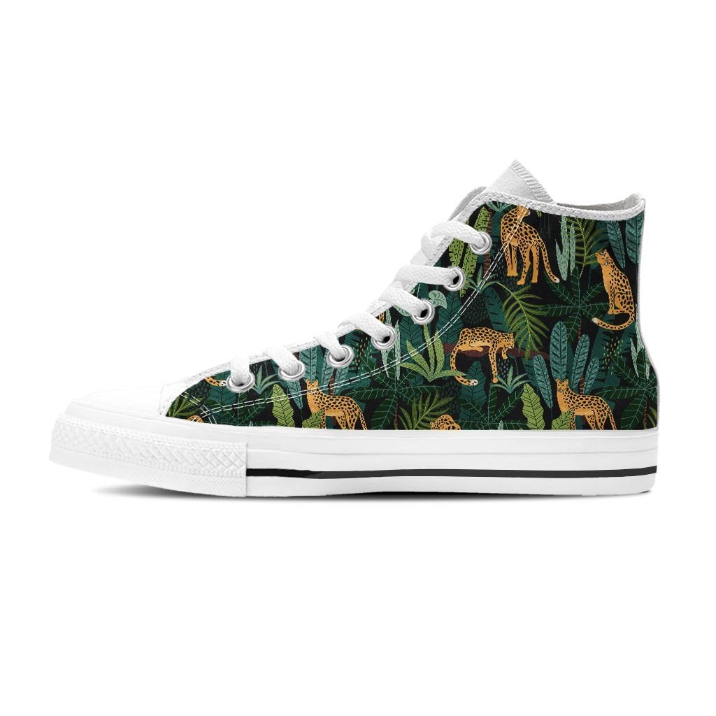 Tropical Leopard Hawaiian Print Women's High Top Shoes-grizzshop