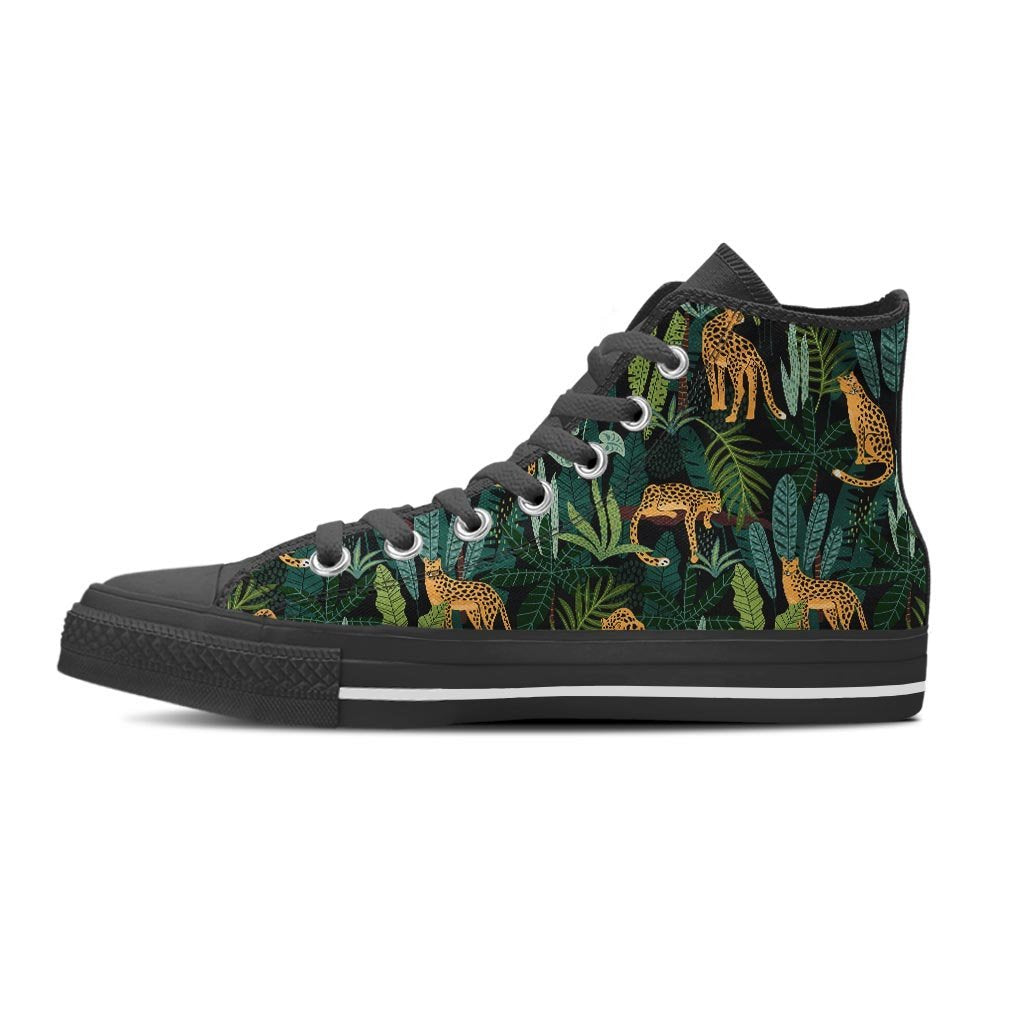 Tropical Leopard Hawaiian Print Women's High Top Shoes-grizzshop