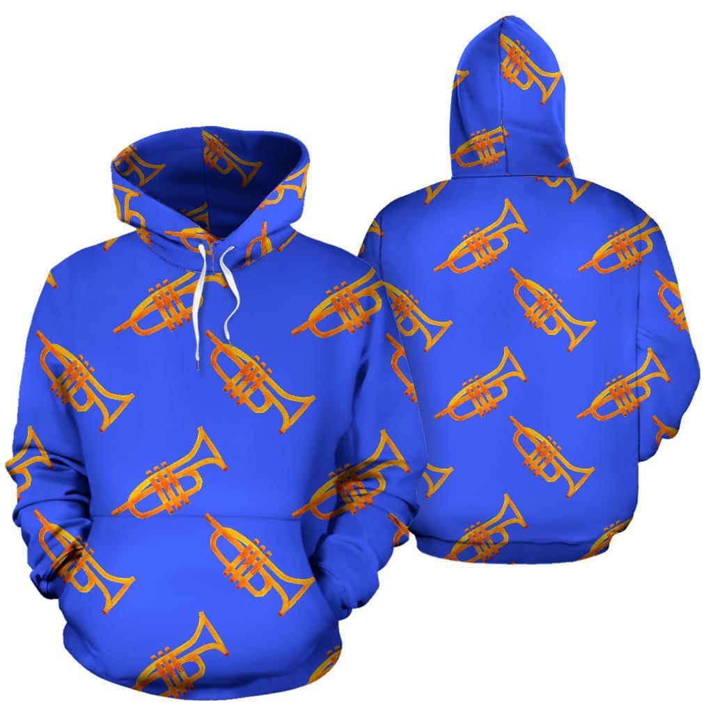 Trumpet Blue Pattern Print Men Women Pullover Hoodie-grizzshop
