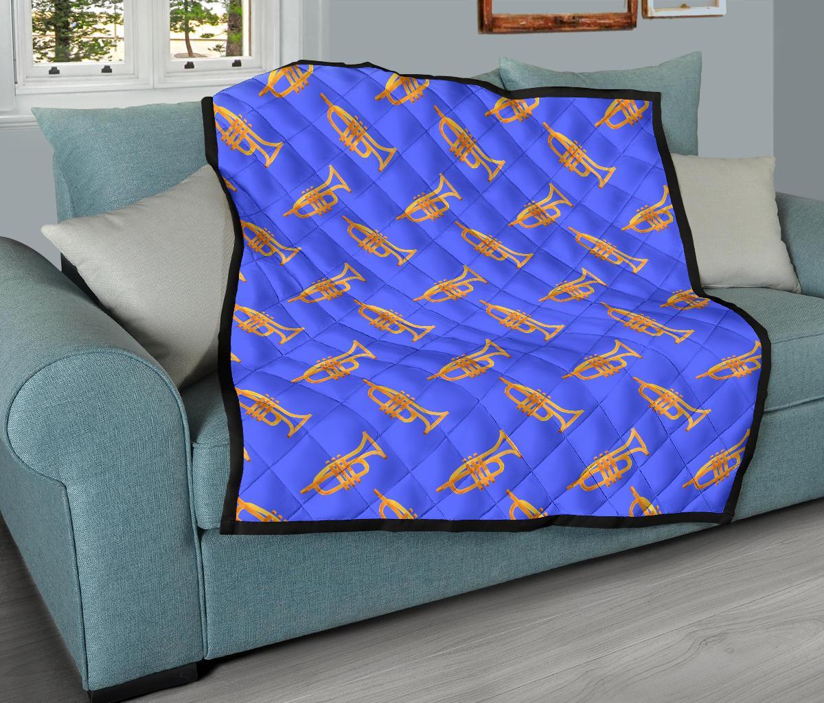 Trumpet Blue Pattern Print Quilt-grizzshop