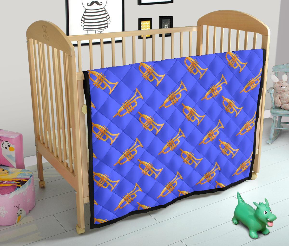 Trumpet Blue Pattern Print Quilt-grizzshop