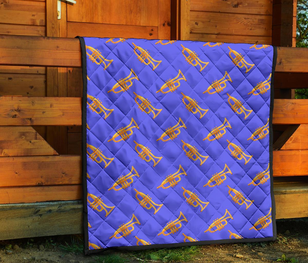 Trumpet Blue Pattern Print Quilt-grizzshop