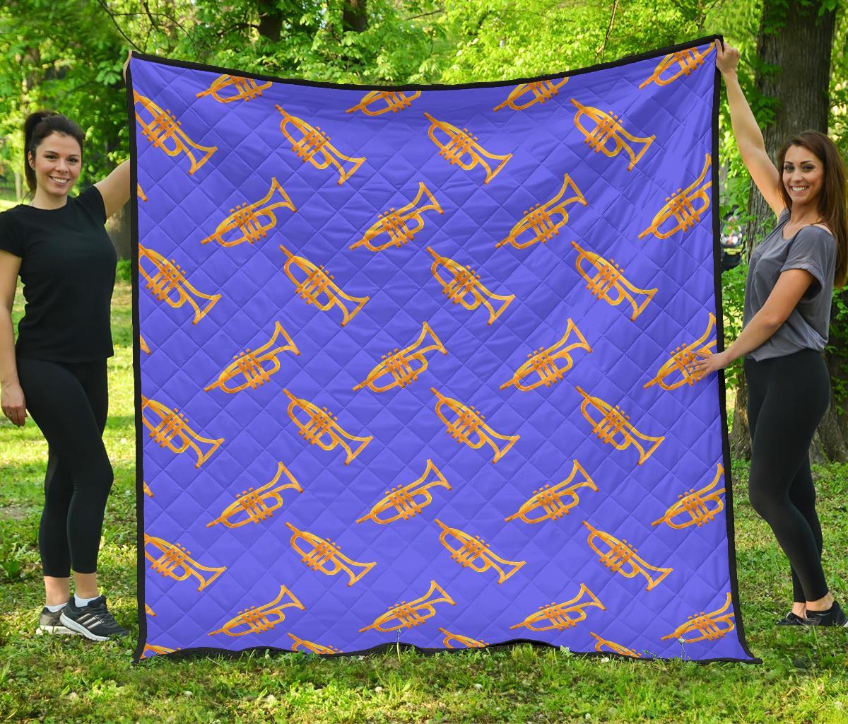 Trumpet Blue Pattern Print Quilt-grizzshop