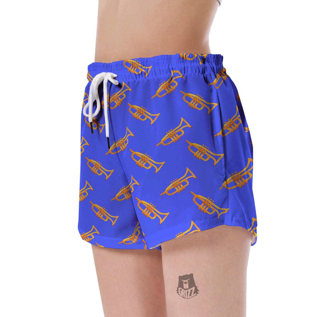 Trumpet Blue Pattern Print Women's Shorts-grizzshop