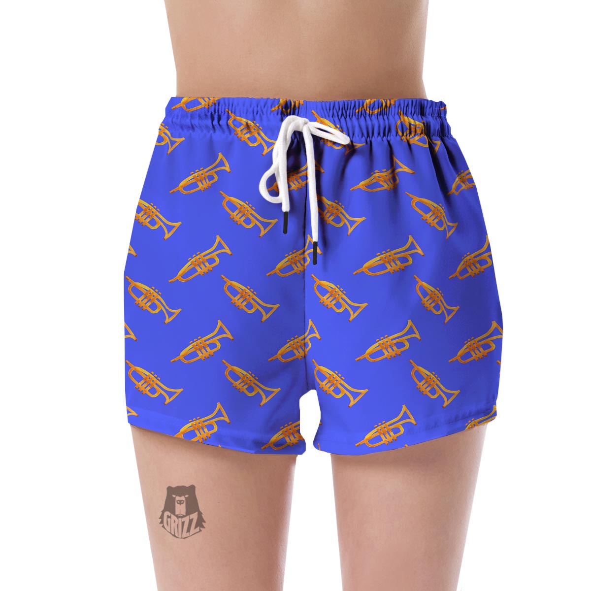 Trumpet Blue Pattern Print Women's Shorts-grizzshop