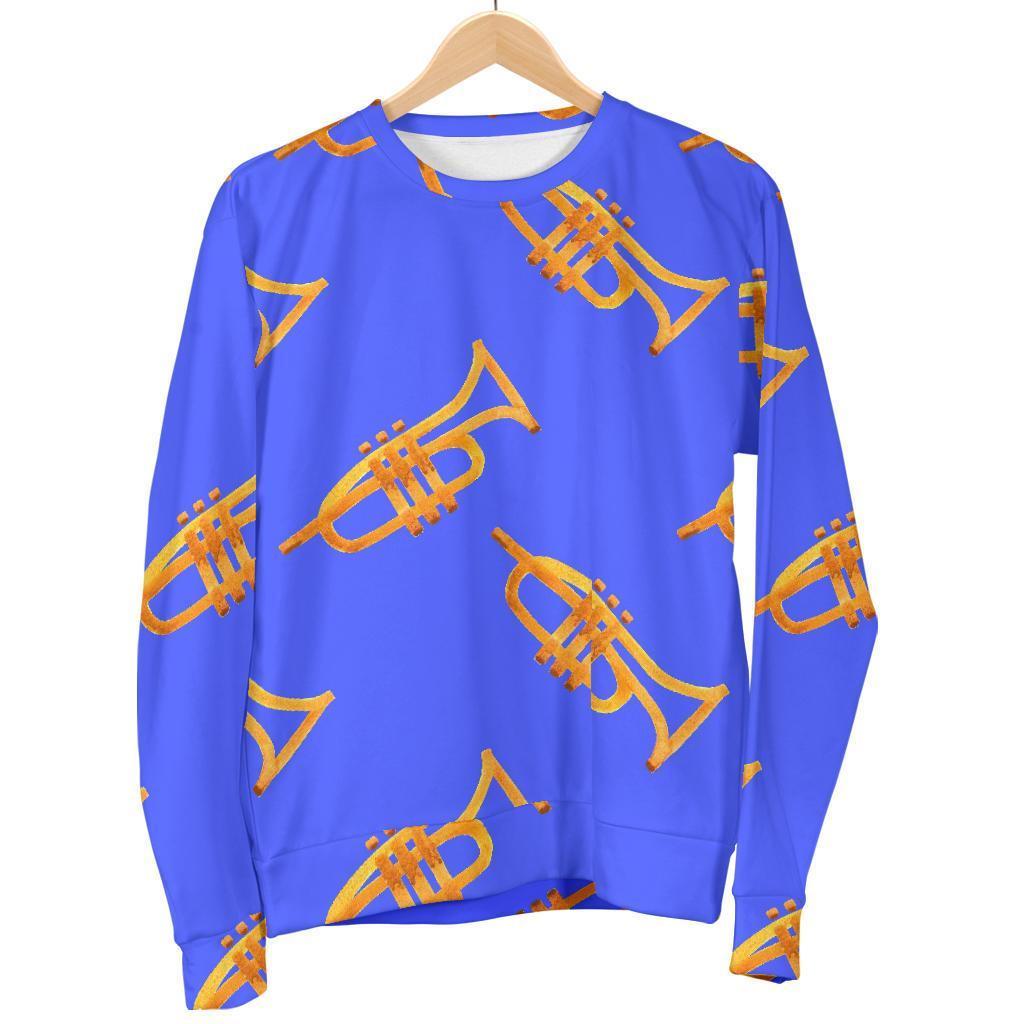 Trumpet Blue Pattern Print Women's Sweatshirt-grizzshop