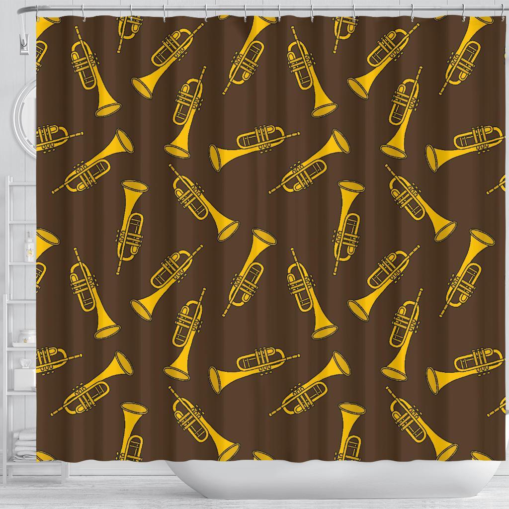 Trumpet Pattern Print Bathroom Shower Curtain-grizzshop