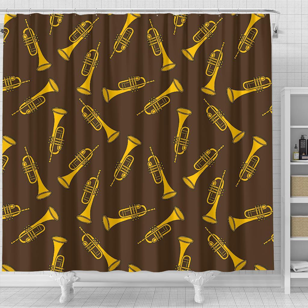 Trumpet Pattern Print Bathroom Shower Curtain-grizzshop
