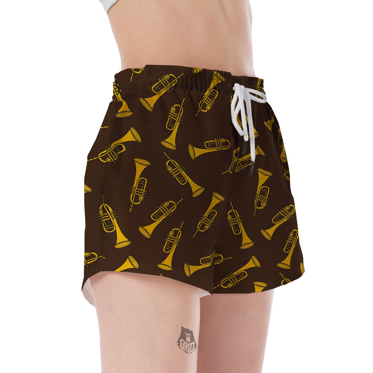 Trumpet Pattern Print Women's Shorts-grizzshop