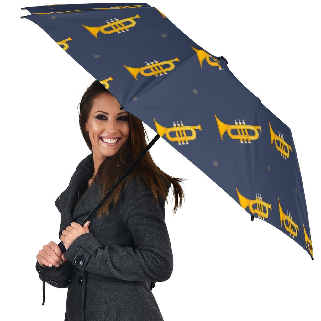 Trumpet Print Pattern Automatic Foldable Umbrella-grizzshop
