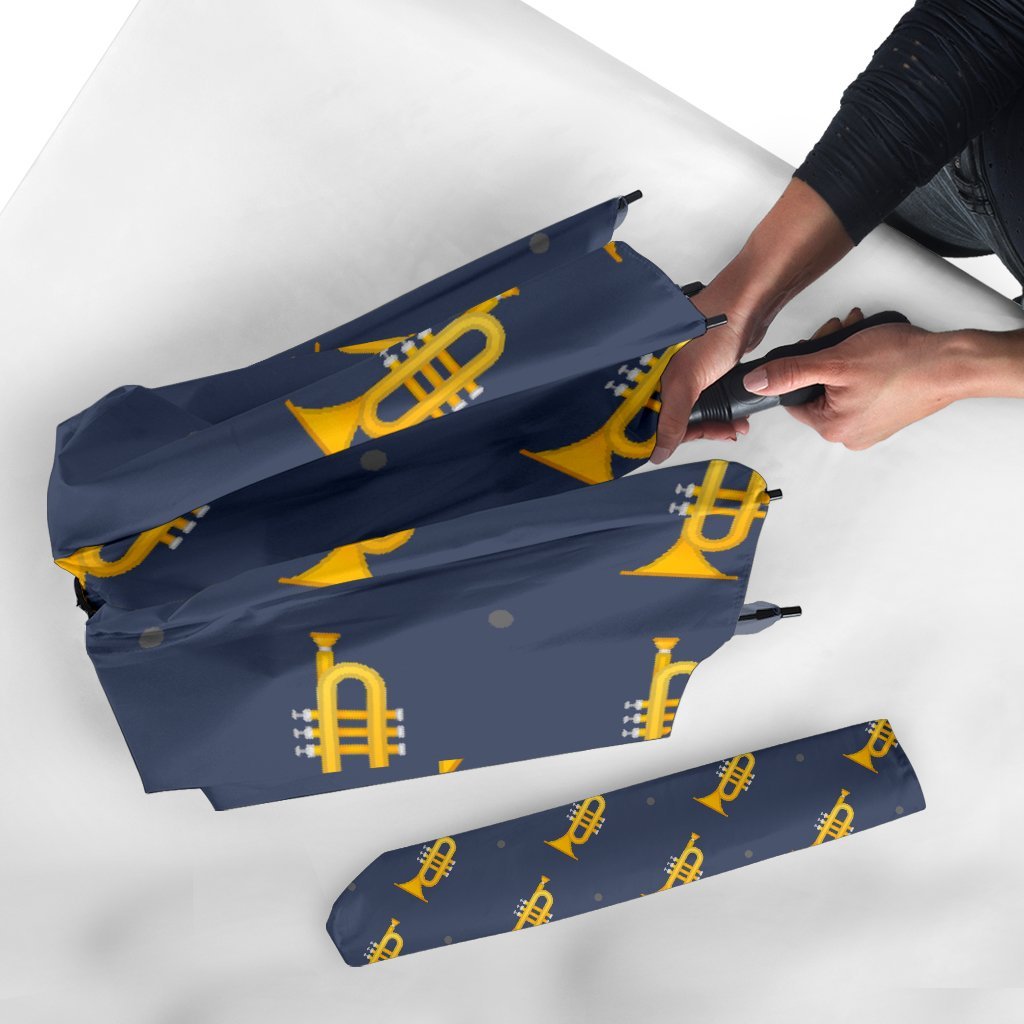 Trumpet Print Pattern Automatic Foldable Umbrella-grizzshop