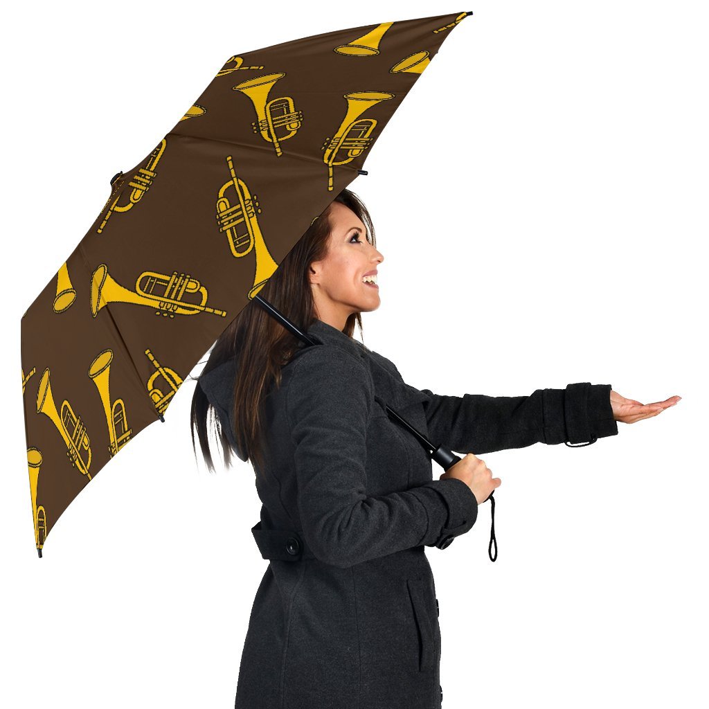 Trumpet Pattern Print Automatic Foldable Umbrella-grizzshop