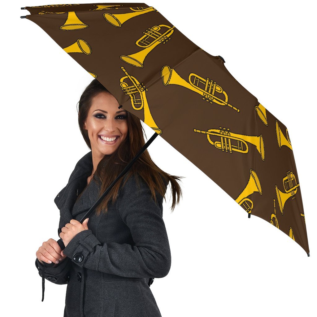 Trumpet Pattern Print Automatic Foldable Umbrella-grizzshop
