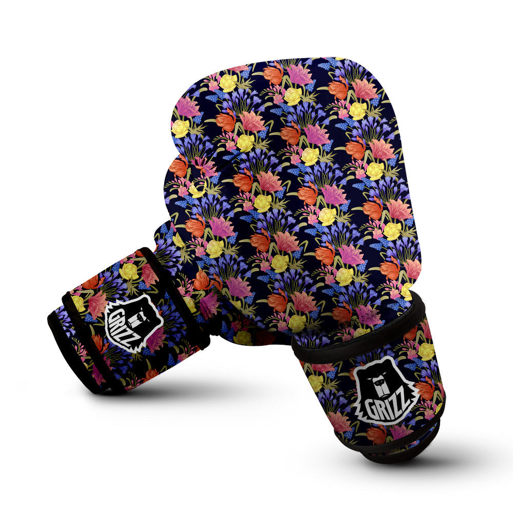 Tulip Colorful Print Pattern Boxing Gloves-grizzshop
